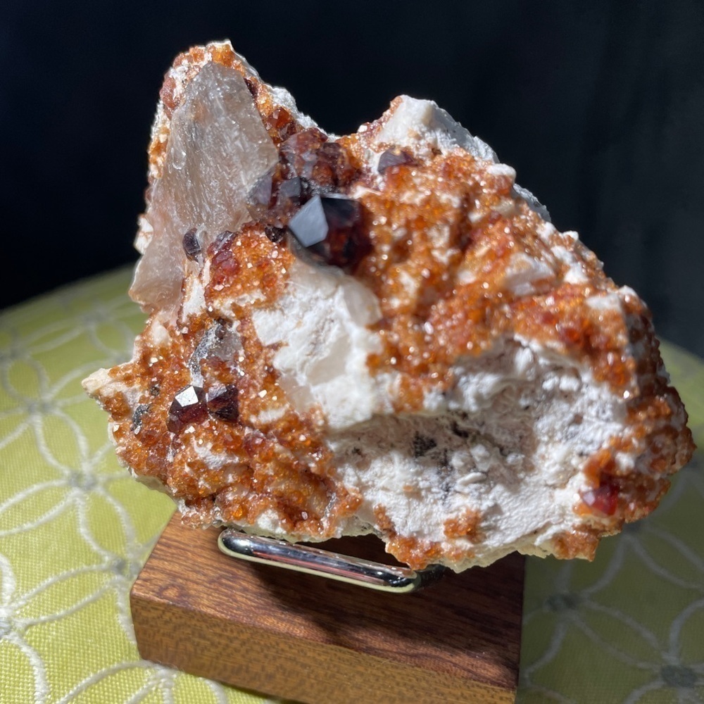 Raw crystal Smokey quartz, GARNET, calcite!!    3”x2.5” AMAZING SHINE